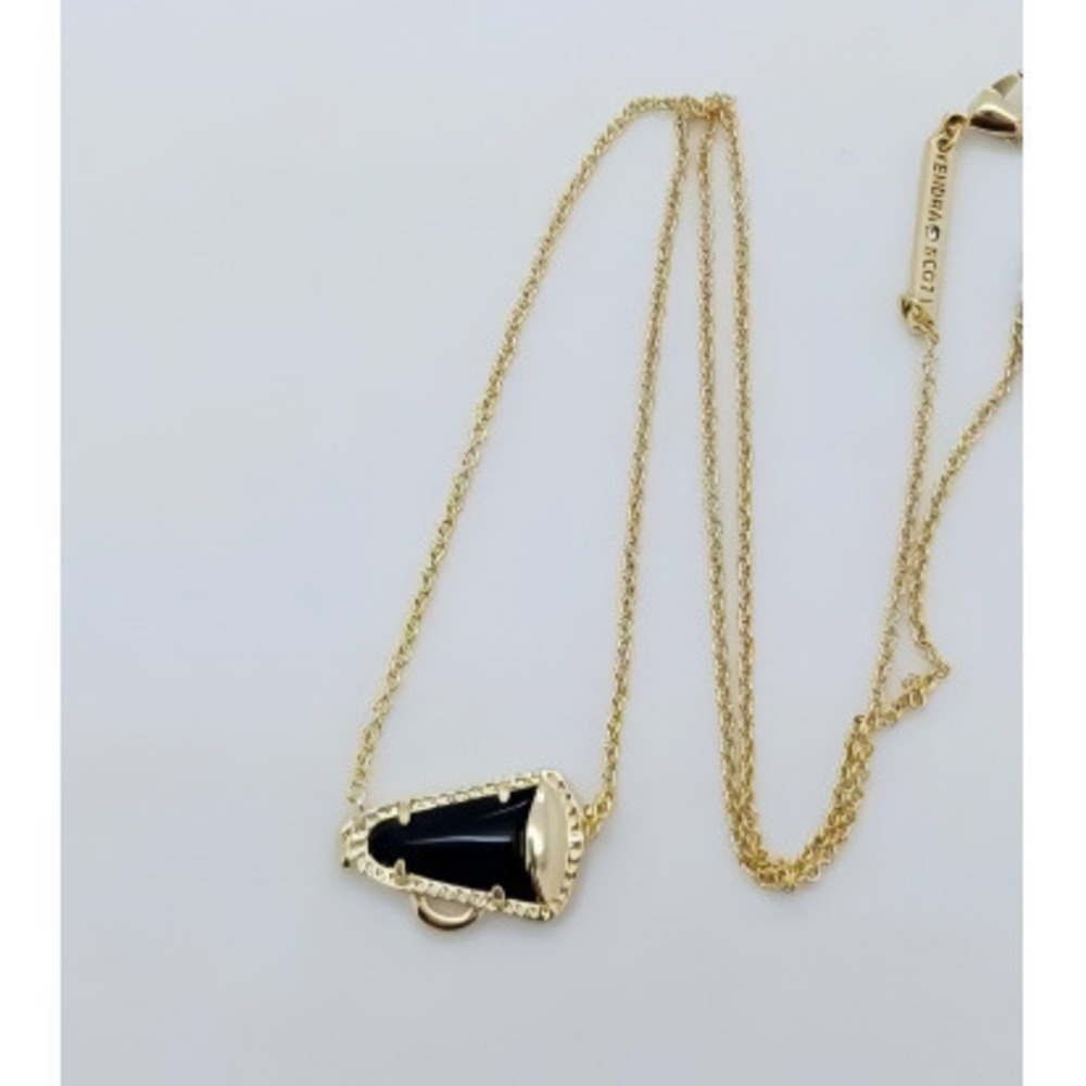 Kendra Scott Cheer Gold Pendant Necklace In Black Agate - Picture 3 of 4
